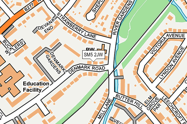 SM5 2JW map - OS OpenMap – Local (Ordnance Survey)