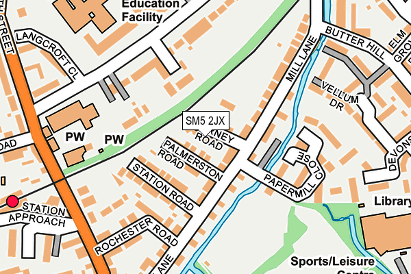 SM5 2JX map - OS OpenMap – Local (Ordnance Survey)