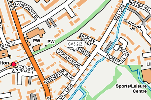 SM5 2JZ map - OS OpenMap – Local (Ordnance Survey)