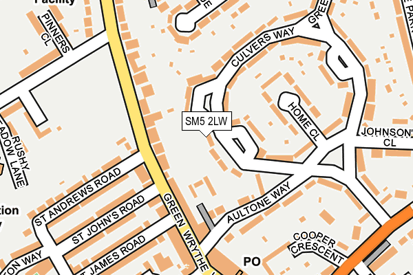 SM5 2LW map - OS OpenMap – Local (Ordnance Survey)