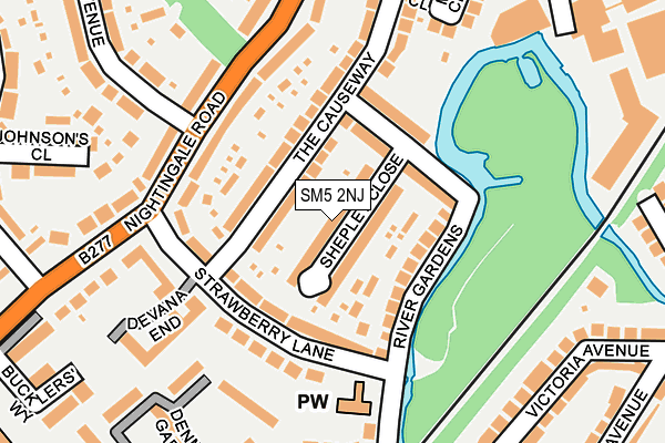 SM5 2NJ map - OS OpenMap – Local (Ordnance Survey)