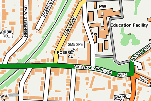 SM5 2PE map - OS OpenMap – Local (Ordnance Survey)