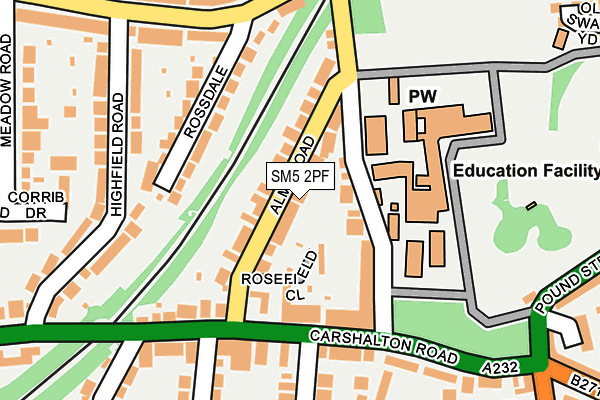 SM5 2PF map - OS OpenMap – Local (Ordnance Survey)