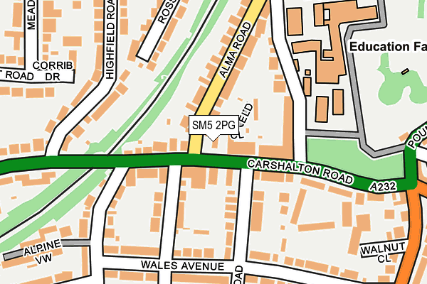 SM5 2PG map - OS OpenMap – Local (Ordnance Survey)