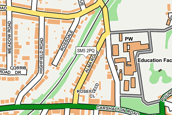 SM5 2PQ map - OS OpenMap – Local (Ordnance Survey)