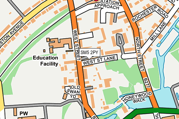 SM5 2PY map - OS OpenMap – Local (Ordnance Survey)