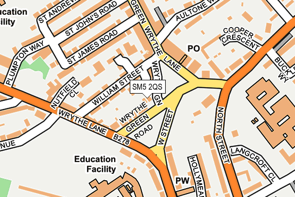 SM5 2QS map - OS OpenMap – Local (Ordnance Survey)