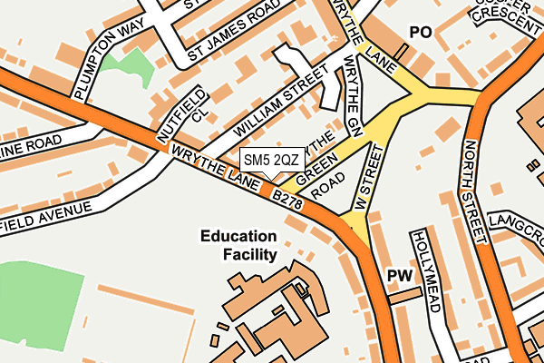 SM5 2QZ map - OS OpenMap – Local (Ordnance Survey)