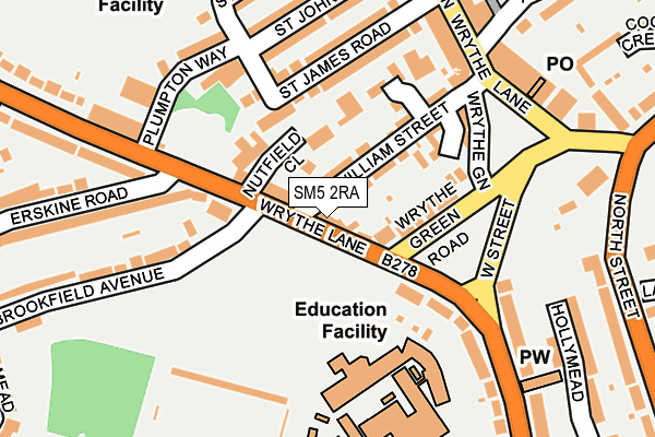 SM5 2RA map - OS OpenMap – Local (Ordnance Survey)