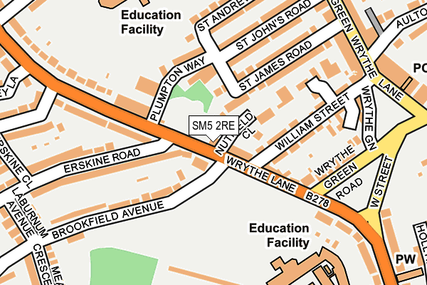 SM5 2RE map - OS OpenMap – Local (Ordnance Survey)