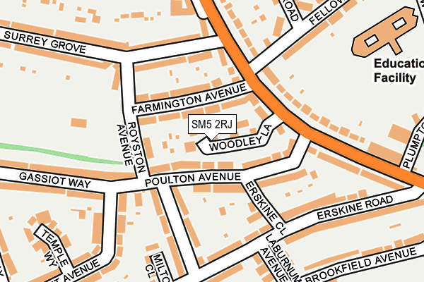 SM5 2RJ map - OS OpenMap – Local (Ordnance Survey)