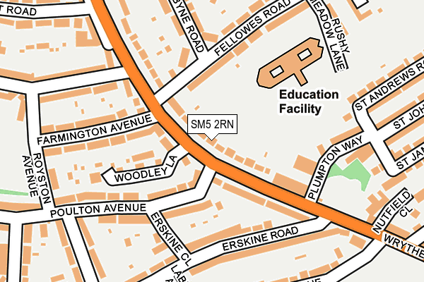 SM5 2RN map - OS OpenMap – Local (Ordnance Survey)