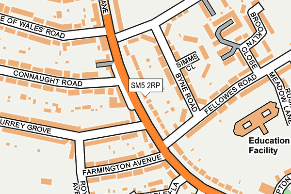 SM5 2RP map - OS OpenMap – Local (Ordnance Survey)