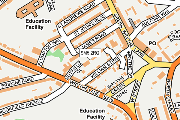 SM5 2RQ map - OS OpenMap – Local (Ordnance Survey)