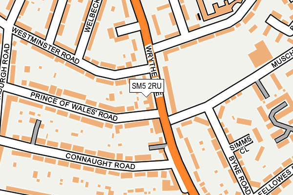 SM5 2RU map - OS OpenMap – Local (Ordnance Survey)