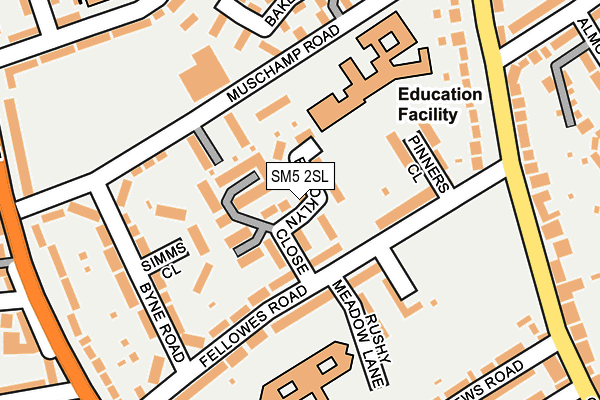 SM5 2SL map - OS OpenMap – Local (Ordnance Survey)