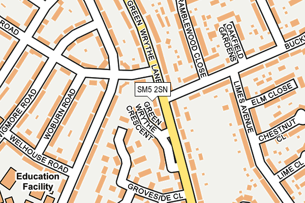 SM5 2SN map - OS OpenMap – Local (Ordnance Survey)