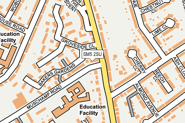 SM5 2SU map - OS OpenMap – Local (Ordnance Survey)