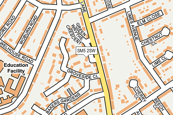 SM5 2SW map - OS OpenMap – Local (Ordnance Survey)