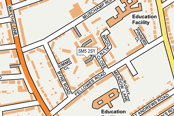 SM5 2SY map - OS OpenMap – Local (Ordnance Survey)