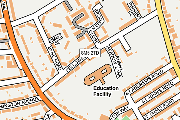 SM5 2TD map - OS OpenMap – Local (Ordnance Survey)