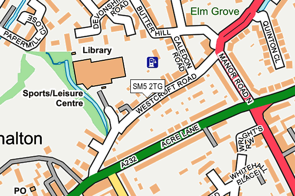 SM5 2TG map - OS OpenMap – Local (Ordnance Survey)