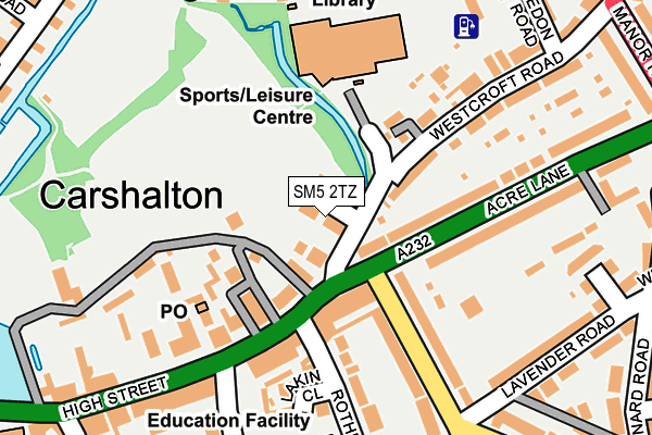 SM5 2TZ map - OS OpenMap – Local (Ordnance Survey)