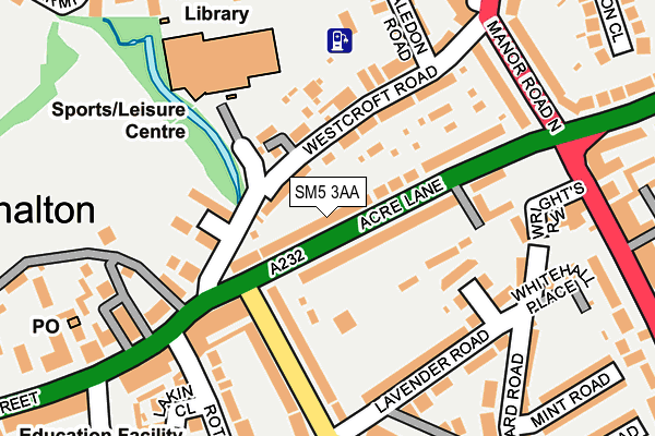 SM5 3AA map - OS OpenMap – Local (Ordnance Survey)