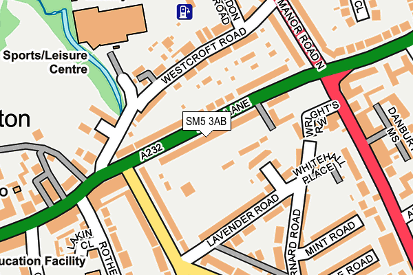 SM5 3AB map - OS OpenMap – Local (Ordnance Survey)