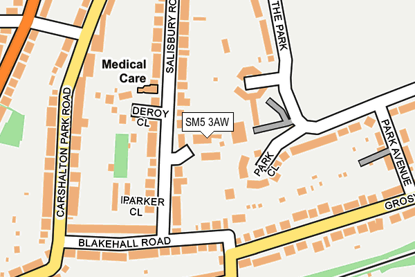 SM5 3AW map - OS OpenMap – Local (Ordnance Survey)
