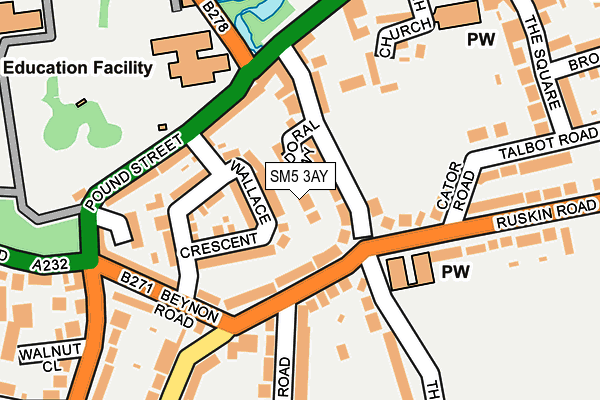 SM5 3AY map - OS OpenMap – Local (Ordnance Survey)