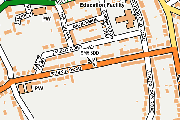 SM5 3DD map - OS OpenMap – Local (Ordnance Survey)