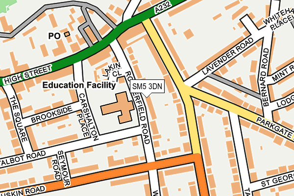 SM5 3DN map - OS OpenMap – Local (Ordnance Survey)