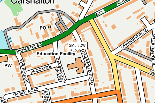 SM5 3DW map - OS OpenMap – Local (Ordnance Survey)