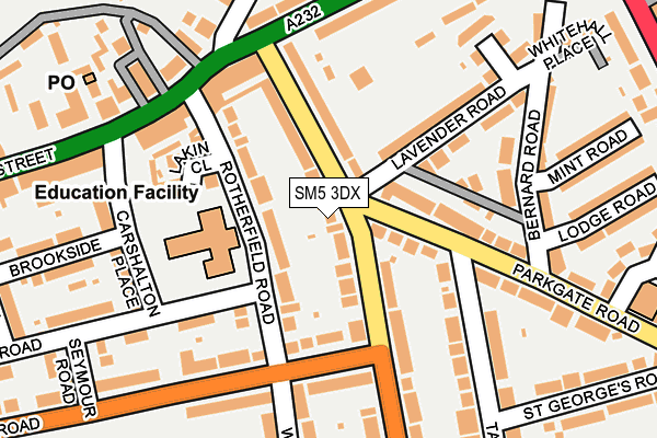 SM5 3DX map - OS OpenMap – Local (Ordnance Survey)