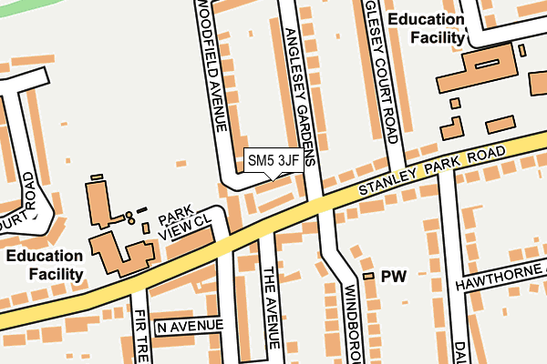 SM5 3JF map - OS OpenMap – Local (Ordnance Survey)