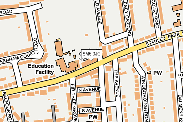 SM5 3JG map - OS OpenMap – Local (Ordnance Survey)