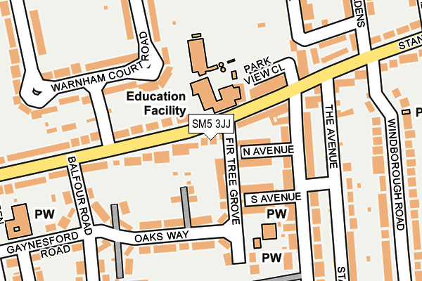 SM5 3JJ map - OS OpenMap – Local (Ordnance Survey)