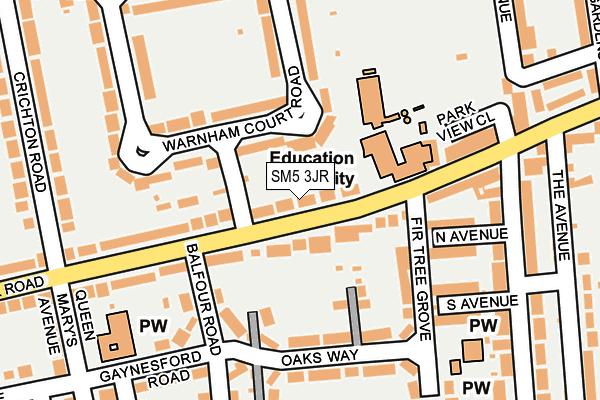 SM5 3JR map - OS OpenMap – Local (Ordnance Survey)