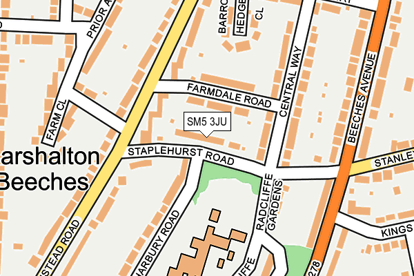 SM5 3JU map - OS OpenMap – Local (Ordnance Survey)