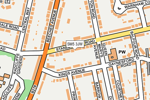 SM5 3JW map - OS OpenMap – Local (Ordnance Survey)