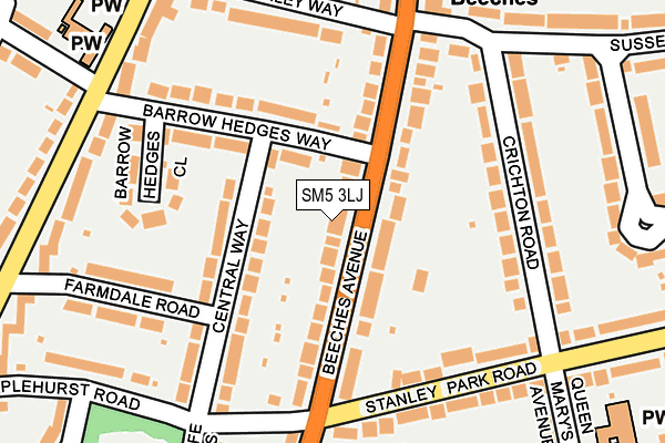 SM5 3LJ map - OS OpenMap – Local (Ordnance Survey)