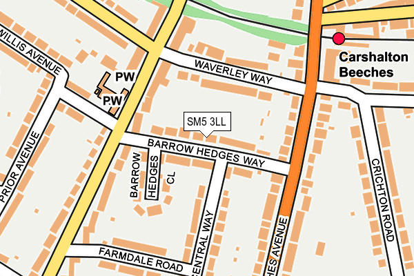 SM5 3LL map - OS OpenMap – Local (Ordnance Survey)
