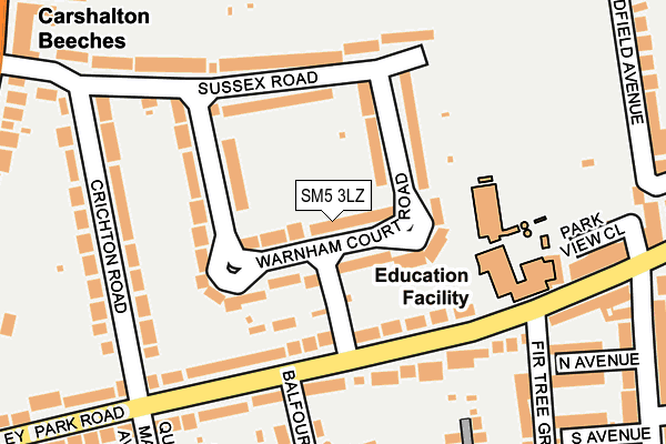 SM5 3LZ map - OS OpenMap – Local (Ordnance Survey)