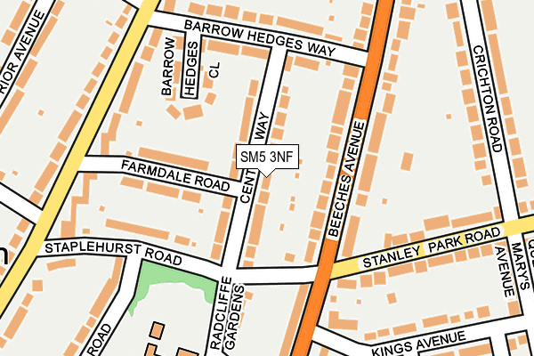 SM5 3NF map - OS OpenMap – Local (Ordnance Survey)