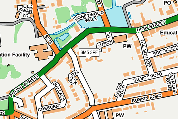 SM5 3PF map - OS OpenMap – Local (Ordnance Survey)