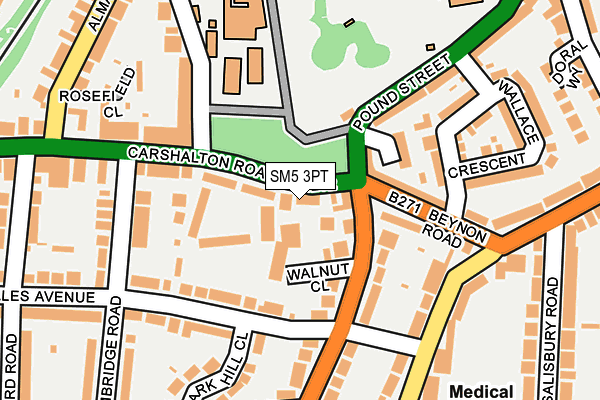 SM5 3PT map - OS OpenMap – Local (Ordnance Survey)
