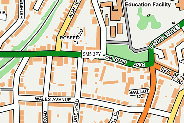 SM5 3PY map - OS OpenMap – Local (Ordnance Survey)