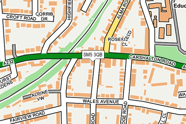 SM5 3QB map - OS OpenMap – Local (Ordnance Survey)