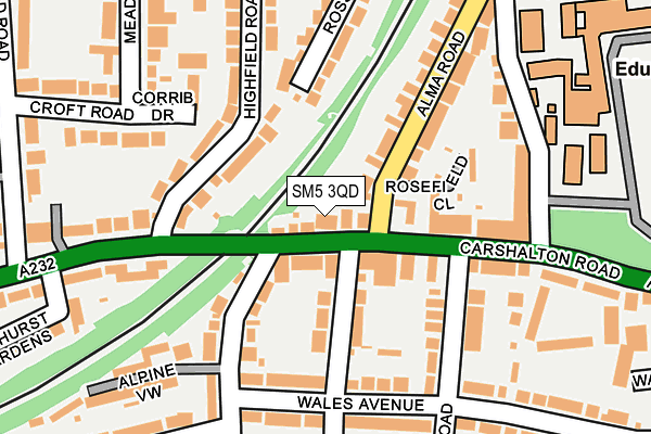 SM5 3QD map - OS OpenMap – Local (Ordnance Survey)